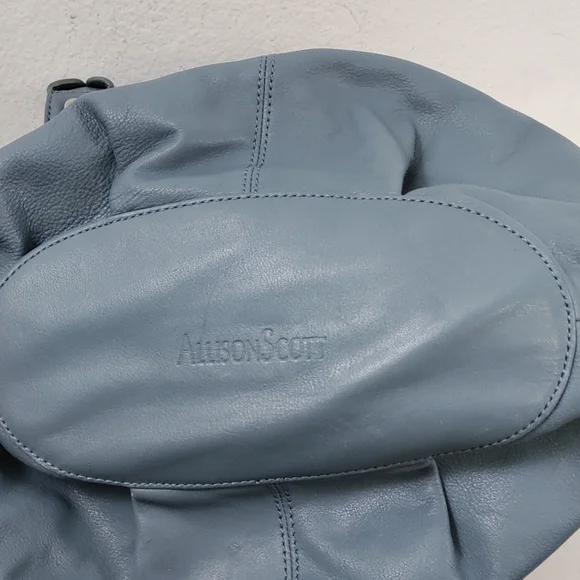 💥FINAL PRICE💥 Allison Scott Blue-Gray Pleated Leather Shoulder Bag - Picture 9 of 16